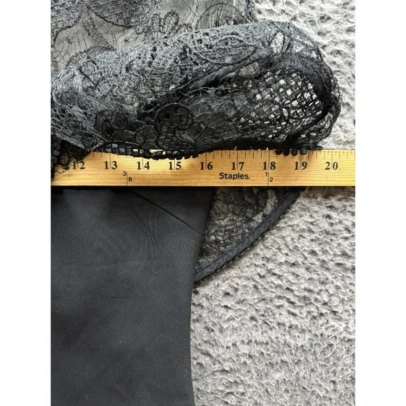 Self-Portrait Lace & Bow Accent Mock Neck Mini Shift‎ Dress Black Womens Size 6 - Picture 14 of 16